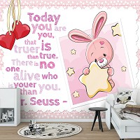 Флизелиновые детские фотообои с животными 460x300 см Для маленькой девочки розовый кролик (12539V12) +клей