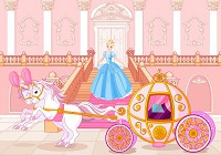 Красиві флізелінові фотошпалери для дівчаток принцеси 368x254 см Рожева дитяча карета та конячки (12542V8) +клей - вид 1 мініатюра