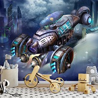 Флізелінові фото шпалери Космос Наукова Фентезі 254x184 см Космічний корабель (12543V4)+клей - вид 7 мініатюра