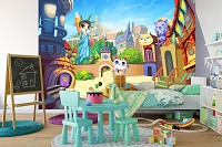 Флизелиновые фото обои 254x184 см Детям Животные Сказка Городок Кошек (12545V4)+клей