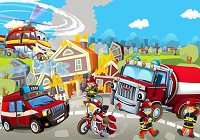Флізелінові фото шпалери про машини 254x184 см Для дітей Хлопчики Пожежна команда (12548V4)+клей - вид 1 мініатюра