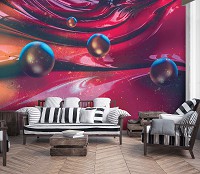 Абстрактные флизелиновые фотообои 312x219 см 3Д шары на красном (12553VEXXL) +клей