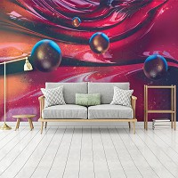 Флизелиновые фото обои 254x184 см Абстракция 3Д шары на красном (12553V4)+клей - вид 6 миниатюра