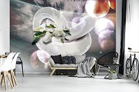 Флизелиновые фотообои 254x184 см Абстракция 3Д фигуры и лилии (12554V4)+клей