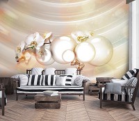 Настенные флизелиновые фотообои с орхидеями и 3Д шары (12558V)+клей