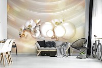 Флизелиновые фото обои белая орхидея 254x184 см 3Д шары (12558V4)+клей