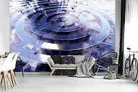 Флизелиновые 3д фотообои абстракция в интерьере 312x219 см Темно синий лабиринт в отражении (12559VEXXL) +клей