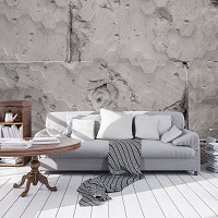 Флизелиновые фотообои бетон 416x290 см 3Д Соты на серой стене (12561VEXXXXL) +клей