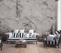 Флизелиновых фото обоях бетон 520x318 см 3Д Соты на серой стене (12561VEXXXXXL) +клей