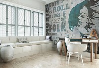 Флизелиновые фото обои искусство 368x254 см Структура Бетон Имитация Музыка Девушка (12563V8)+клей