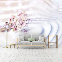 3д флизелиновые фотообои 416x290 см Белая волна и цветы (12567VEXXXXL) +клей