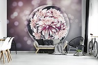 Флизелиновые фотообои 3д 368x280 см Цветы в Круге Боке (12570V10) +клей
