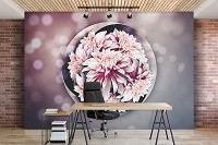 3д флизелиновые фотообои на стену Абстрактные Цветы в Круге Боке (12570V)+клей