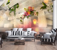 3д флизелиновые фотообои 520x318 см Абстракция яркие цветы и фигуры (12572VEXXXXXL) +клей