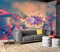 Флизелиновые фотообои 368x254 см Абстрактные Цветы Геометрия Ленты (12574V8) +клей