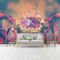 Флизелиновые фотообои искусство 254x184 см Абстрактные 3D Цветы Геометрия Ленты (12574V4)+клей