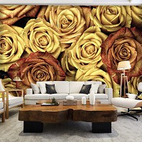 Флизелиновые 3д фотообои для зала 368x254 см Цветы Большие Чайные Розы Винтаж (12579V8) +клей