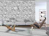 Флизелиновые 3д фотообои 368x254 см Серая каменная стена (12580V8) +клей