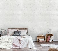 Флизелиновые фотообои в зал стиль лофт 416x290 см Белая кирпичная стена (12581VEXXXXL) +клей