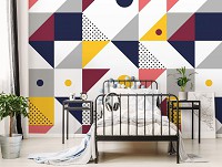 Флизелиновые фотообои на стену 312x219 см Поп-арт геометрические треугольники (12582VEXXL) +клей