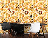 Флизелиновые фото обои узоры 254x184 см Осенние Листья и Цветы (12590V4)+клей