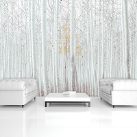 Флізелінові фотошпалери у вигляді дерева - білий березовий ліс (12593V)+клей - вид 6 мініатюра