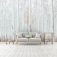 Флизелиновые фотообои в виде дерева - белый березовый лес (12593V)+клей