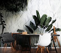 Квіти флізелінові фотошпалери 368x254 см 3D листя на фоні білої стіни (12595V8) +клей - вид 9 мініатюра