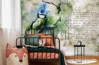 Флизелиновые фотообои винтаж 460x300 см Художественная абстрактная акварельная птица (12596V12) +клей