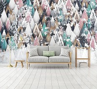 Красивые флизелиновые фотообои абстракция 368x254 см геометрические треугольники на бетоне (12597V8) +клей