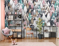 Флизелиновые фотообои абстракция 416x290 см геометрические треугольники на бетоне (12597VEXXXXL) +клей