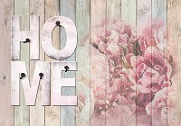 Флізелінові фото шпалери 368x254 см Напис HOME та квіти на дошках (12599V8)+клей - вид 1 мініатюра