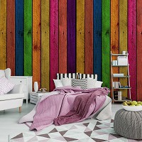 Флизелиновые фото обои под дерева 312x219 см Структура цветных деревянных досок (12601VEXXL)+клей