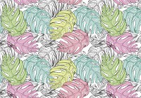 Флизелиновые фотообои 368x280 см Пастельные листья монстеры (12604V10) +клей - вид 1 миниатюра