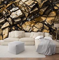 Абстракция флизелиновые 3д фотообои 368x254 см Каменная Структура Скала Лофт (12610V8) +клей