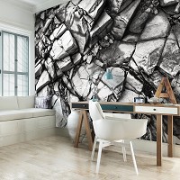 Флизелиновые фотообои 3d абстракция 416x254 см Каменная структура скала серебро (12611VEXXXL)+клей