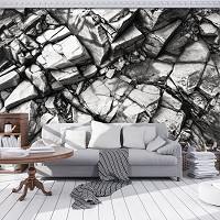 Флизелиновые современные 3d фото обои 368x254 см Каменная структура скала серебро (12611V8)+клей