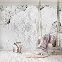 Флизелиновые 3D фото обои абстракция 254x184 см барельеф на осыпающейся стене (12613V4)+клей