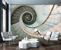Флизелиновые фотообои архитектура 312x219 см 3Д винтовая лестница в башне (12615VEXXL)+клей