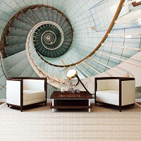 Флізелінові фото шпалери архітектура 368x254 см 3Д гвинтові сходи у вежі (12615V8)+клей - вид 7 мініатюра