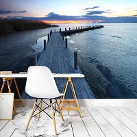 Флизелиновые фото обои небо 254x184 см 3D Закат Мост Ландшафт Природа (12617V4)+клей - вид 5 миниатюра