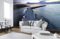 Флизелиновые фото обои море закат 368x254 см 3D Мост Ландшафт Природа (12617V8)+клей