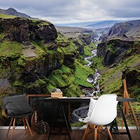 Флізелінові фотошпалери краєвид 312x219 см 3D Ландшафт Гора Ущелина Річка Природа (12618VEXXL)+клей - вид 5 мініатюра