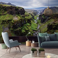 Флізелінові фотошпалери краєвид 312x219 см 3D Ландшафт Гора Ущелина Річка Природа (12618VEXXL)+клей - вид 8 мініатюра