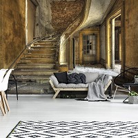 Флизелиновые ретро фото обои на стену 416x254 см 3D Старая винтажная лестница (12619VEXXXL)+клей