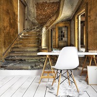 Флизелиновые фото обои город в рулоне 312x219 см 3D Старая винтажная лестница (12619VEXXL)+клей