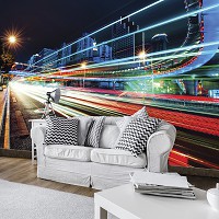 Флизелиновые фотообои дорога 312x219 см движение в ночном городе (12620VEXXL)+клей