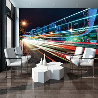 Флизелиновые фотообои вечерний город 254x184 см движение в ночном городе (12620V4)+клей