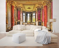 Флизелиновые 3D фотообои город в интерьере кухни 368x254 см винтажная комната с колоннами (12622V8)+клей