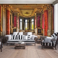 Флизелиновые 3D фото обои с городом на стену 312x219 см винтажная комната с колоннами (12622VEXXL)+клей